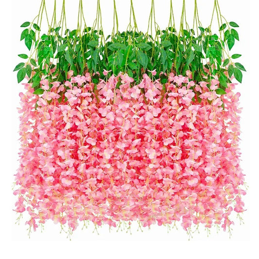 Artificial Wisteria Hanging Flower Vine 12Pieces Home Party Garden Decoration Fake Flowers Wedding Wall Decor Artificial Plants