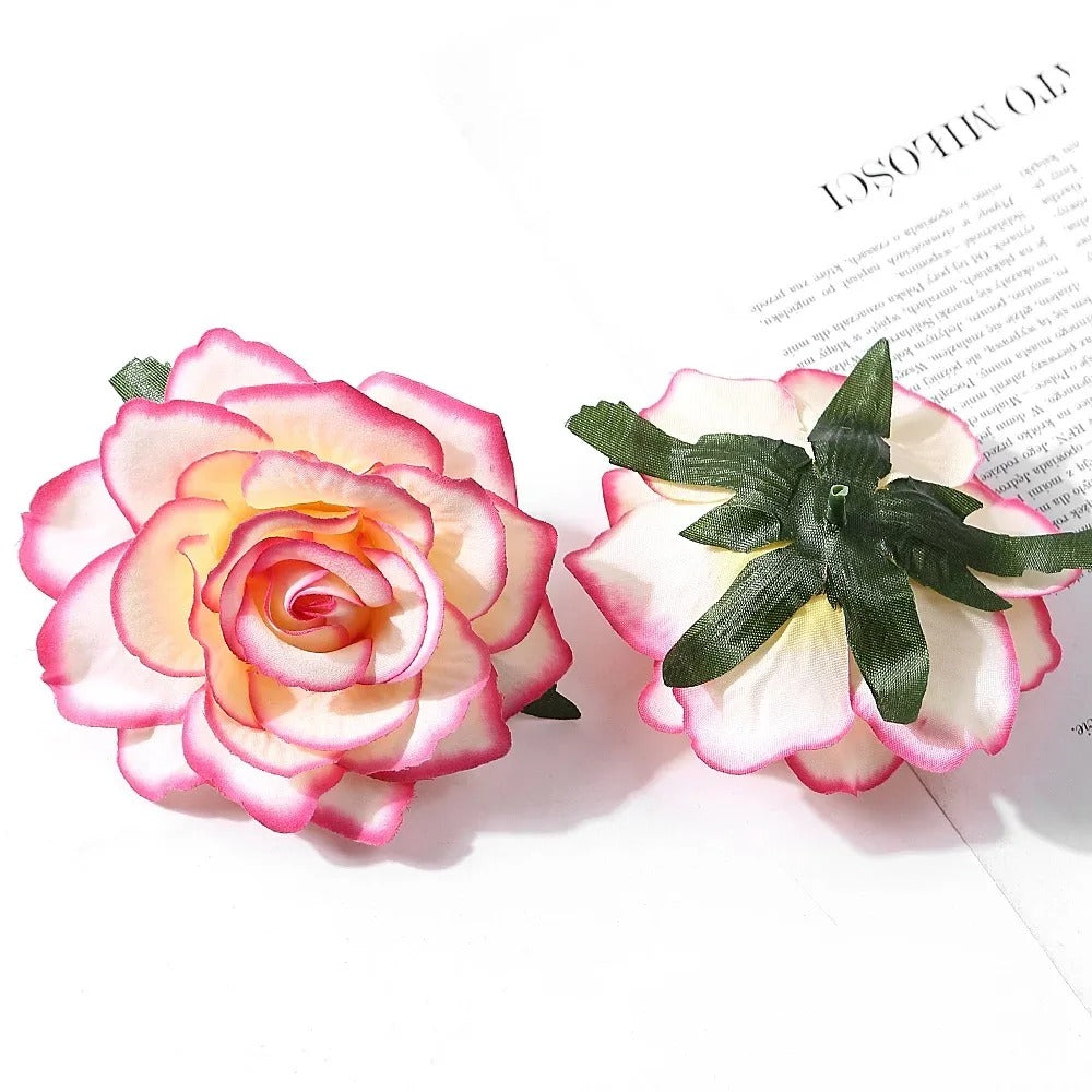 2/5Pcs 10cm Silk Rose Artificial Flowers Heads for Home Room Decor Bride Wedding Party Outfits Decoration DIY Garland Accessory