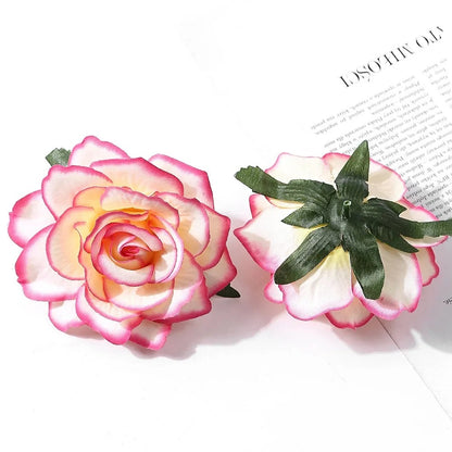 2/5Pcs 10cm Silk Rose Artificial Flowers Heads for Home Room Decor Bride Wedding Party Outfits Decoration DIY Garland Accessory