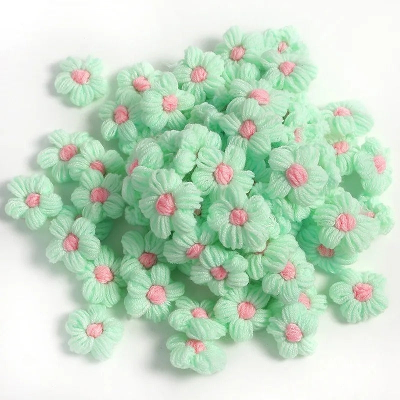 10pcs Hand-knitted Flower Applique Sew r For Clothes Shoes Hats Craft Diy Hair Clip Wedding Hats Decorative Accessories