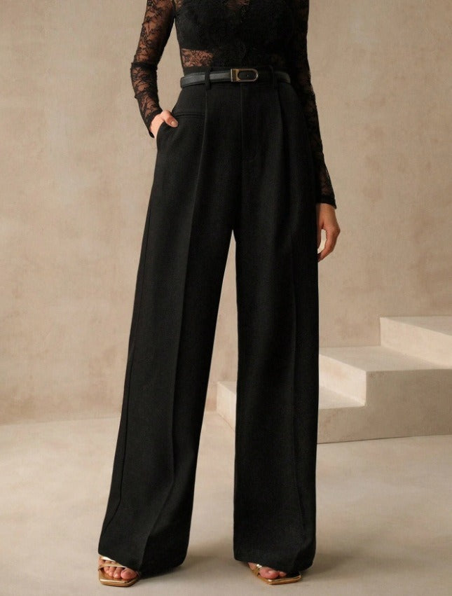 Women's Solid Color Basic Wide Leg Loose Pleated Pants
