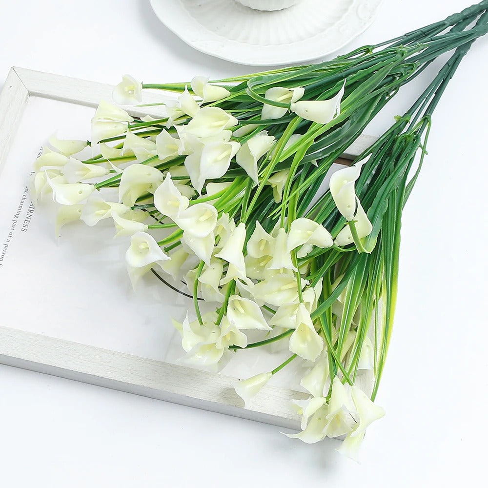 Artificial Calla Lily Bouquet 33cm Fake Flowers for Indoor Home Room Decor Garden Wedding Decora Outdoor Vase Flower Arrangement