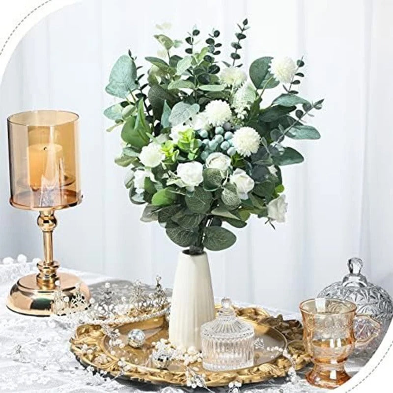 5/10/20Pcs Artificial Eucalyptus Leaves Stems Bulk Silver Dollar Leaf Picks Plant Fake Flowers for Wedding Bouquets Floral Decor