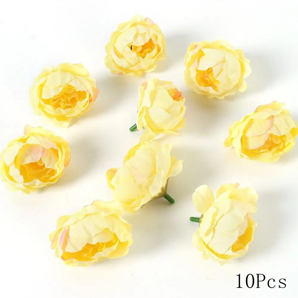 Yellow Artificial Flowers Heads Silk Fake Flowers for Home Decor Party Wedding Decoration DIY Valentine's Day Gifts Accessories