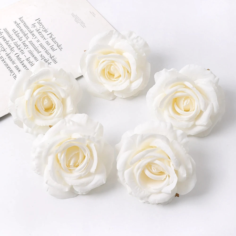 2/5Pcs 10cm Artificial Rose Silk Flower Heads Simulated Flower Home Room Decoration Wedding Decoration DIY Wreath Accessories