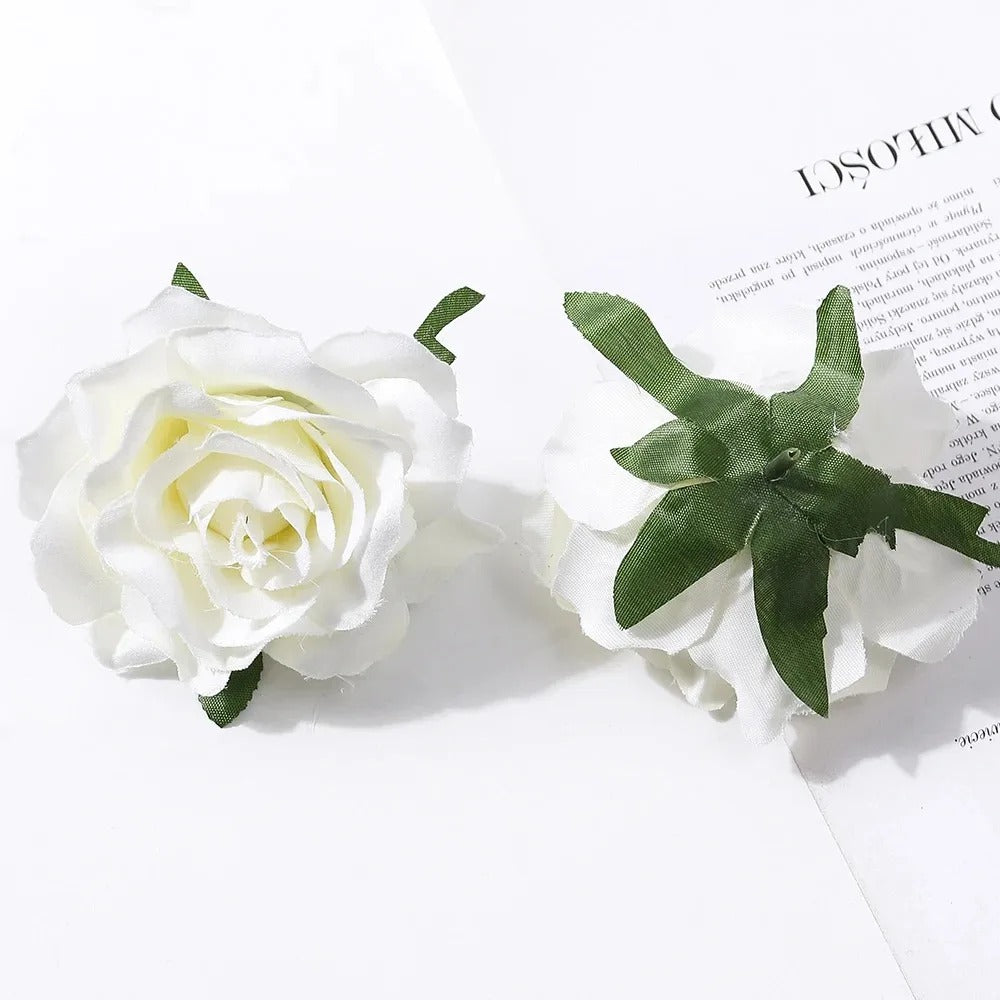 2/5Pcs 10cm Silk Rose Artificial Flowers Heads for Home Room Decor Bride Wedding Party Outfits Decoration DIY Garland Accessory