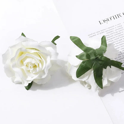 2/5Pcs 10cm Silk Rose Artificial Flowers Heads for Home Room Decor Bride Wedding Party Outfits Decoration DIY Garland Accessory