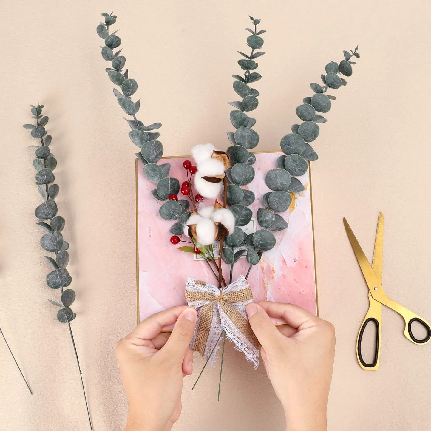 12pcs Artificial Plants Eucalyptus Branches 41cm for Bedroom Home Table Decoration Wedding Decor Arrangement Wreath Fake Plants