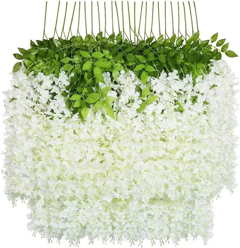 Artificial Wisteria Hanging Flower Vine 12Pieces Home Party Garden Decoration Fake Flowers Wedding Wall Decor Artificial Plants