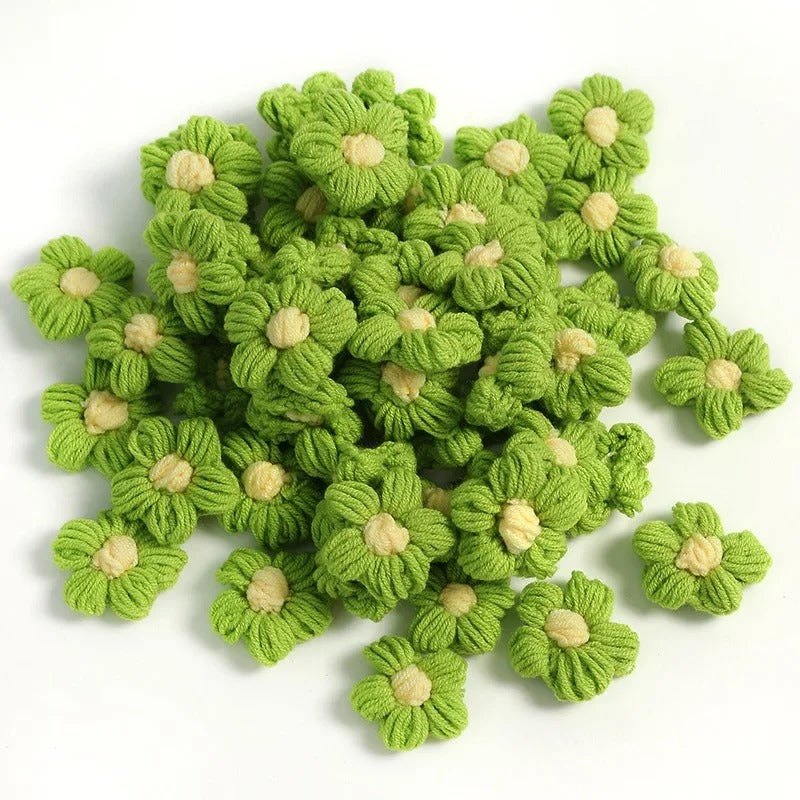 10pcs Hand-knitted Flower Applique Sew r For Clothes Shoes Hats Craft Diy Hair Clip Wedding Hats Decorative Accessories