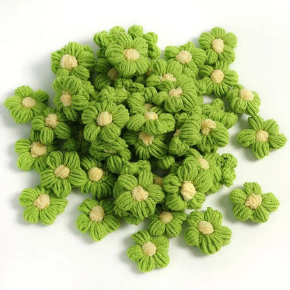 10pcs Hand-knitted Flower Applique Sew r For Clothes Shoes Hats Craft Diy Hair Clip Wedding Hats Decorative Accessories