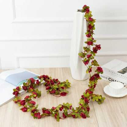 Artificial Rose Flowers Garland DIY Wedding Arch Garden Decoration Home Living Room Wall Hanging Spring Autumn Fake Plant Vine