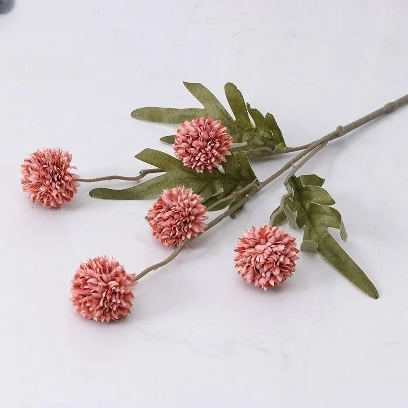 5 Heads Artificial Flower Bouquet Silk Dandelion Flower Ball Fake Flowers Home Garden Wedding Decors DIY Craft Wreath Christmas