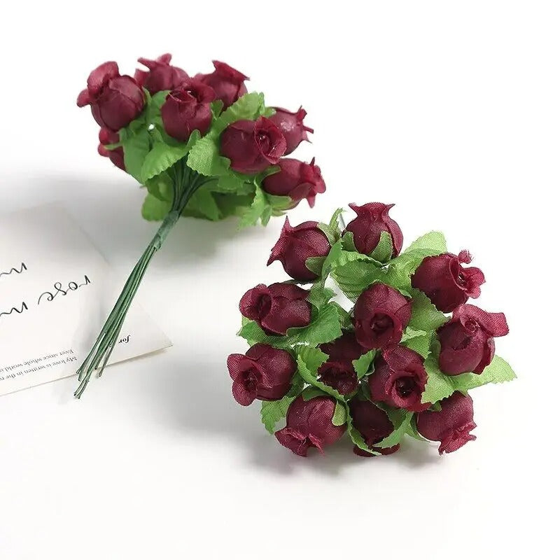 12/36/72/144PCS Rose Artificial Flowers Bouquet Fake Flowers for Home Decor Christmas Party Wedding Decoration Wreath Accessory