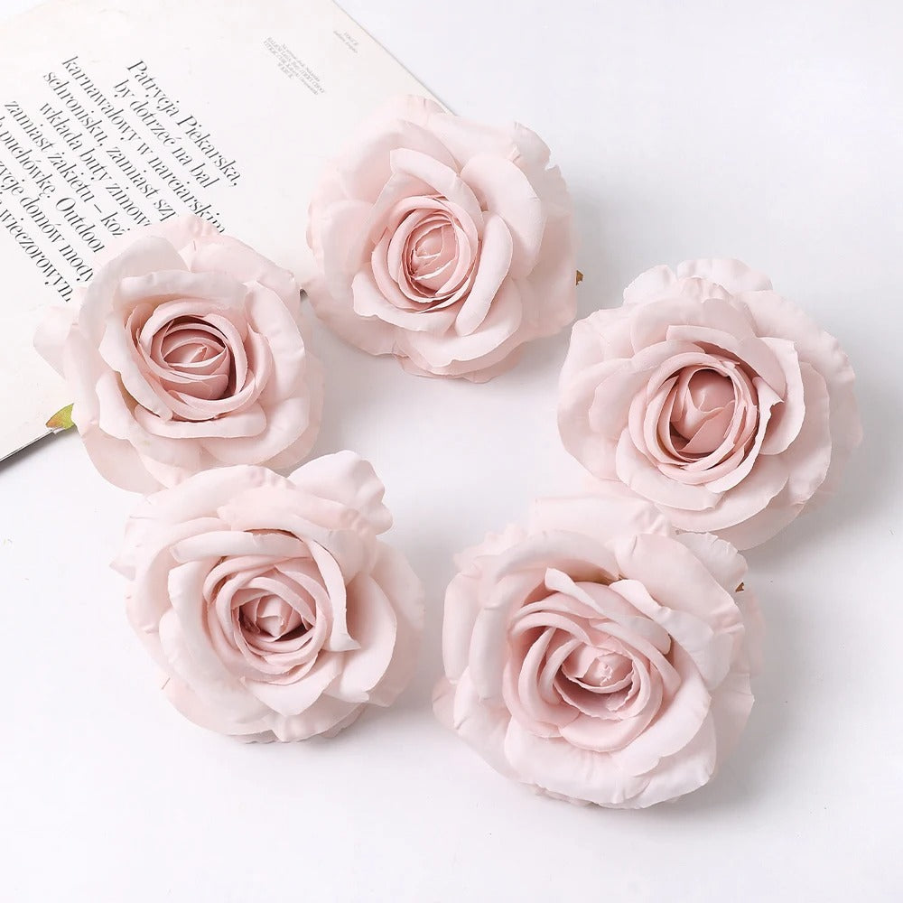 2/5Pcs 10cm Artificial Rose Silk Flower Heads Simulated Flower Home Room Decoration Wedding Decoration DIY Wreath Accessories