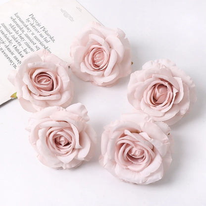 2/5Pcs 10cm Artificial Rose Silk Flower Heads Simulated Flower Home Room Decoration Wedding Decoration DIY Wreath Accessories