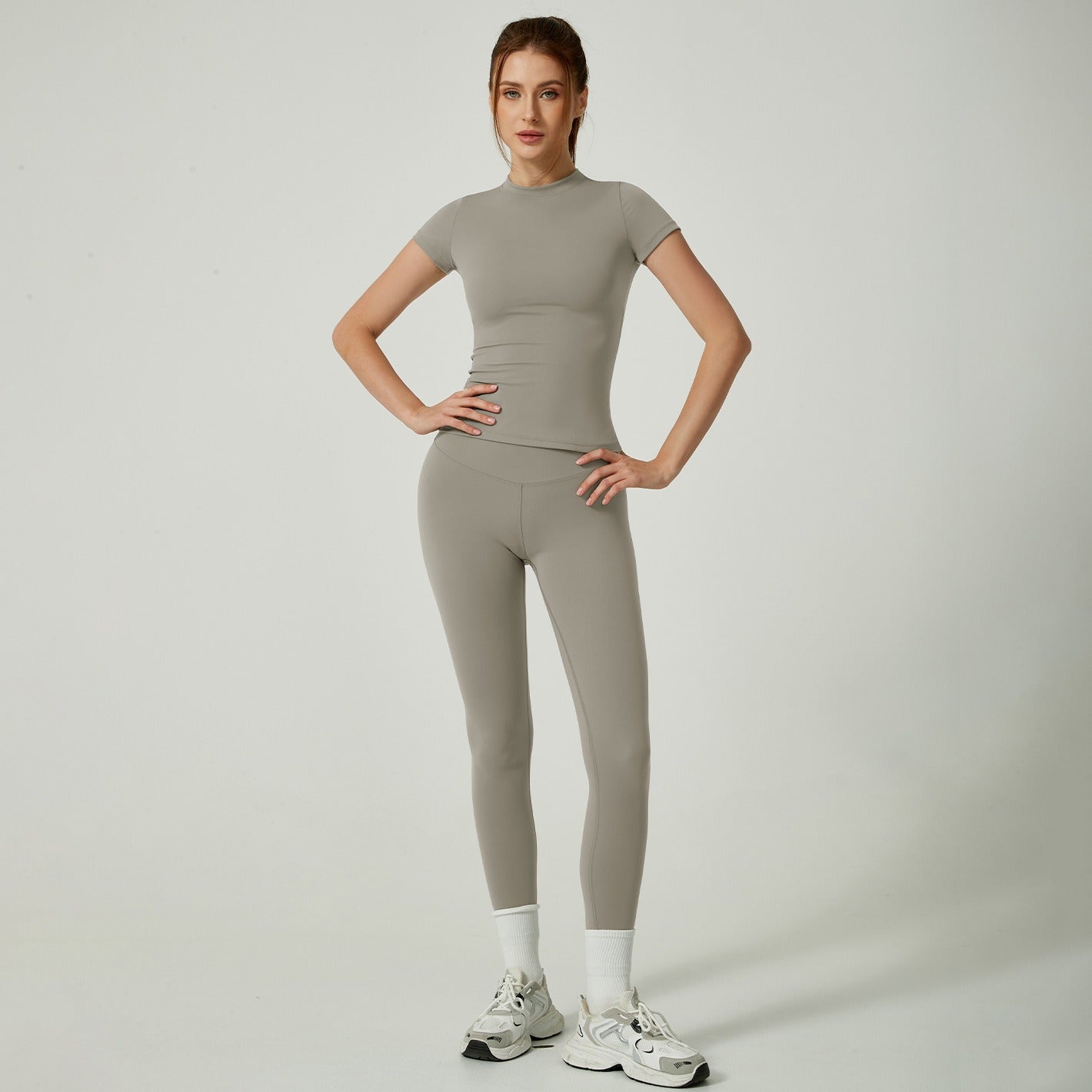 Women's Solid Color Set, Basic Versatile T-Shirt Top