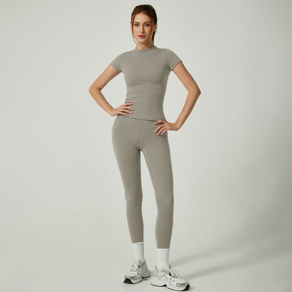 Women's Solid Color Set, Basic Versatile T-Shirt Top