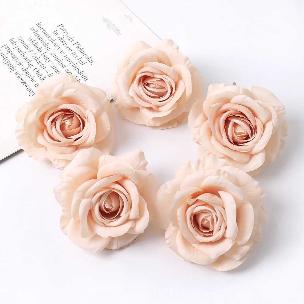 2/5Pcs 10cm Artificial Rose Silk Flower Heads Simulated Flower Home Room Decoration Wedding Decoration DIY Wreath Accessories