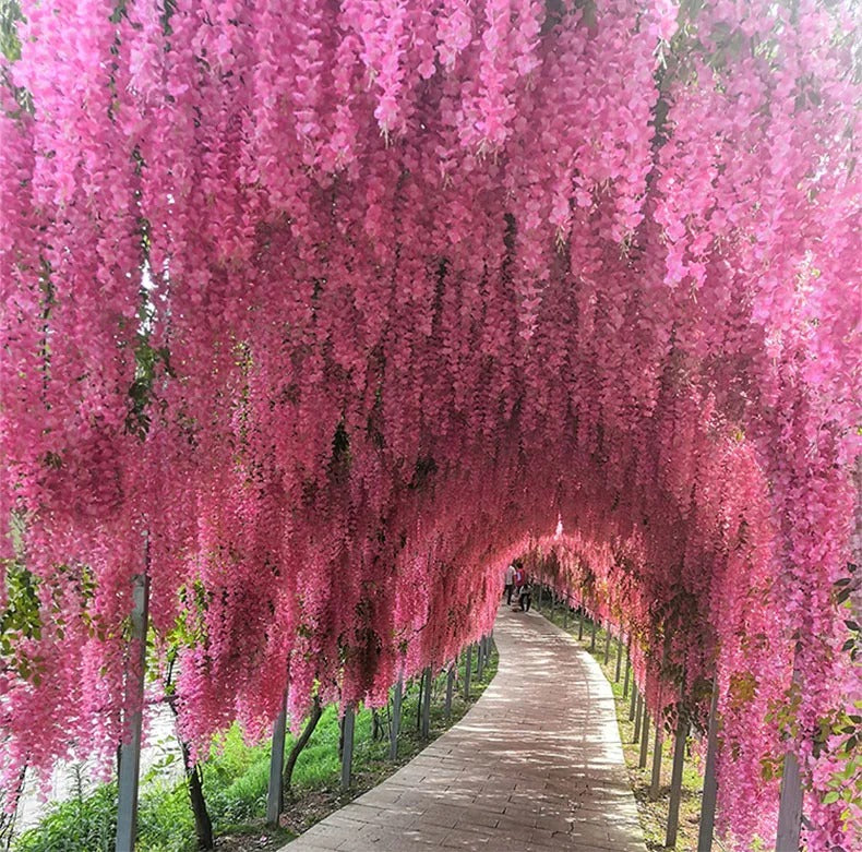 Artificial Wisteria Hanging Flower Vine 12Pieces Home Party Garden Decoration Fake Flowers Wedding Wall Decor Artificial Plants