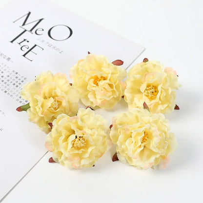 Yellow Artificial Flowers Heads Silk Fake Flowers for Home Decor Party Wedding Decoration DIY Valentine's Day Gifts Accessories