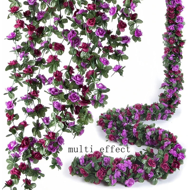 250CM Artificial Rose Flowers for Wedding Home Room Decoration Autumn Garden Outdoor Arch Christmas Rattan DIY Fake Plants Vine