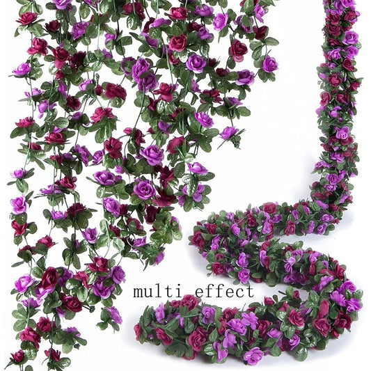 250CM Artificial Rose Flowers for Wedding Home Room Decoration Autumn Garden Outdoor Arch Christmas Rattan DIY Fake Plants Vine