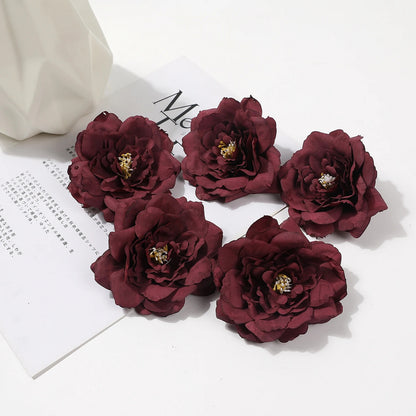 2/5/10Pcs 9cm Artificial Silk Carnation Flower Heads Wedding Home Decoration DIY Bride Holding flowers Accessories Fake Flowers