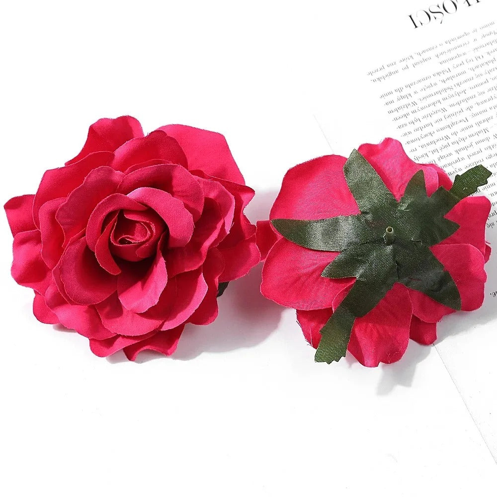 2/5Pcs 10cm Silk Rose Artificial Flowers Heads for Home Room Decor Bride Wedding Party Outfits Decoration DIY Garland Accessory