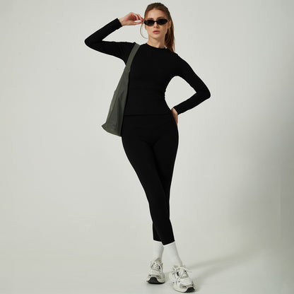 Women's Solid Color Set, Basic Versatile T-Shirt Top