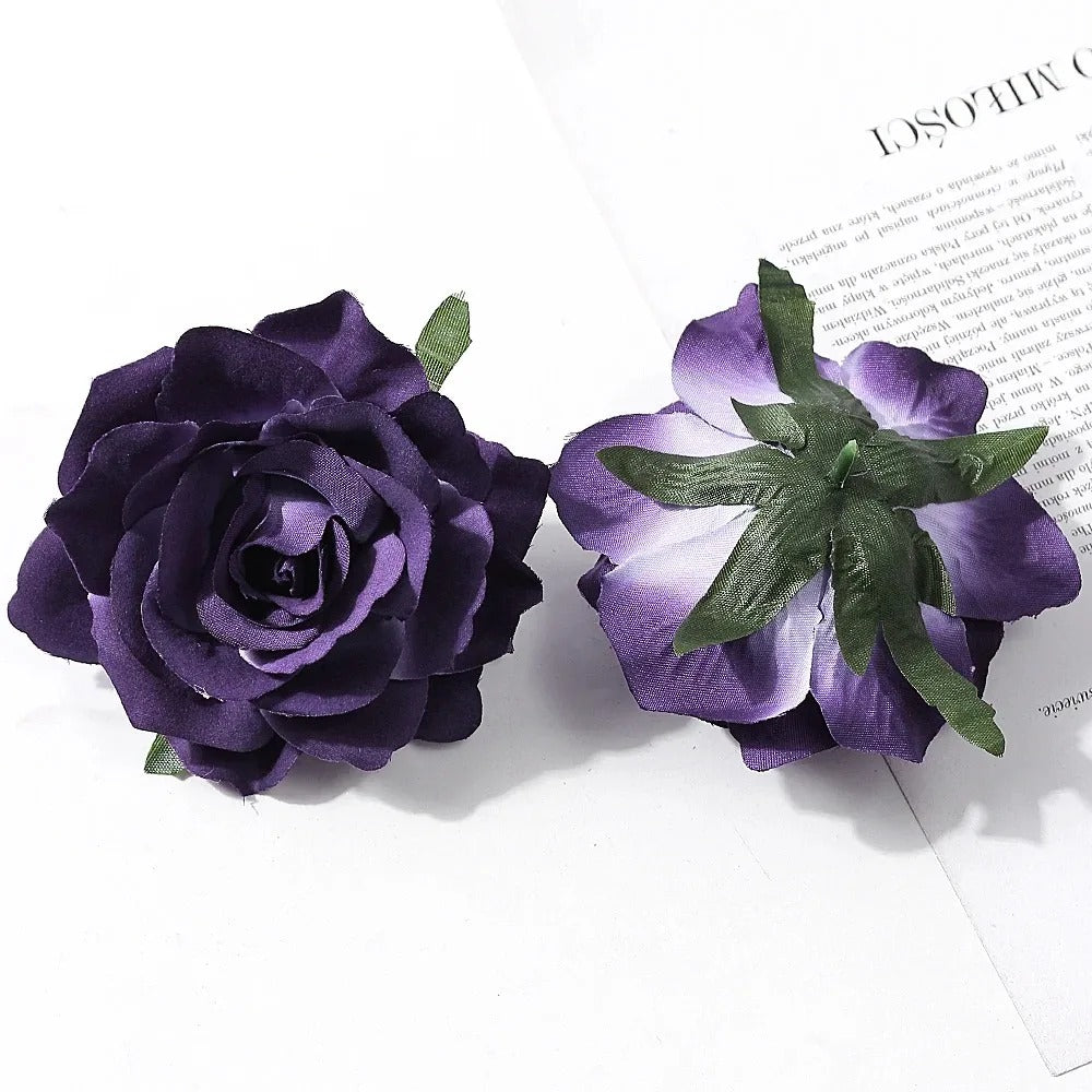 2/5Pcs 10cm Silk Rose Artificial Flowers Heads for Home Room Decor Bride Wedding Party Outfits Decoration DIY Garland Accessory
