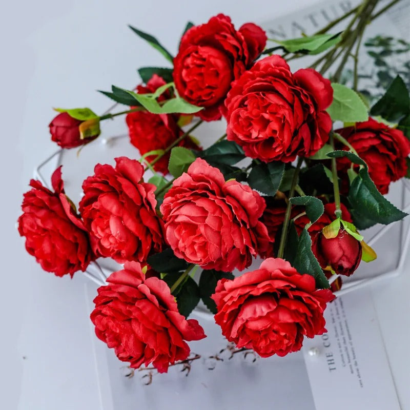 1pcs 60cm Artificial Peony Rose Silk Flowers Bedroom Table Decor 3 Heads Fake Flowers Party Home Decoration Wedding Bouquet