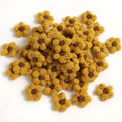 10pcs Hand-knitted Flower Applique Sew r For Clothes Shoes Hats Craft Diy Hair Clip Wedding Hats Decorative Accessories