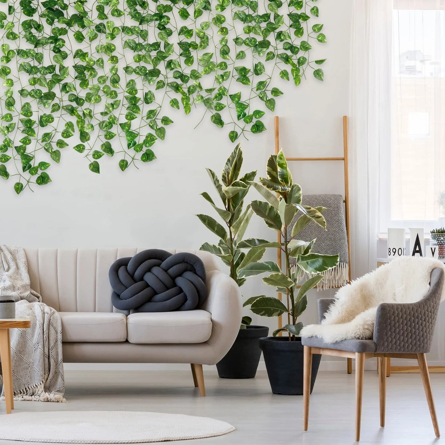6pc 2M Vine Leaves Artificial Plant Hanging Rattan Ivy Outdoor Garden Wall Backdrop Decoration Wedding Home Decor Creeper Leaves