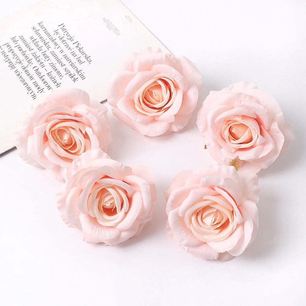 2/5Pcs 10cm Artificial Rose Silk Flower Heads Simulated Flower Home Room Decoration Wedding Decoration DIY Wreath Accessories