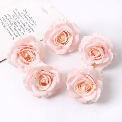 2/5Pcs 10cm Artificial Rose Silk Flower Heads Simulated Flower Home Room Decoration Wedding Decoration DIY Wreath Accessories