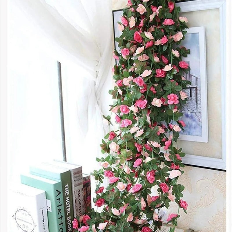 250CM Artificial Rose Flowers for Wedding Home Room Decoration Autumn Garden Outdoor Arch Christmas Rattan DIY Fake Plants Vine