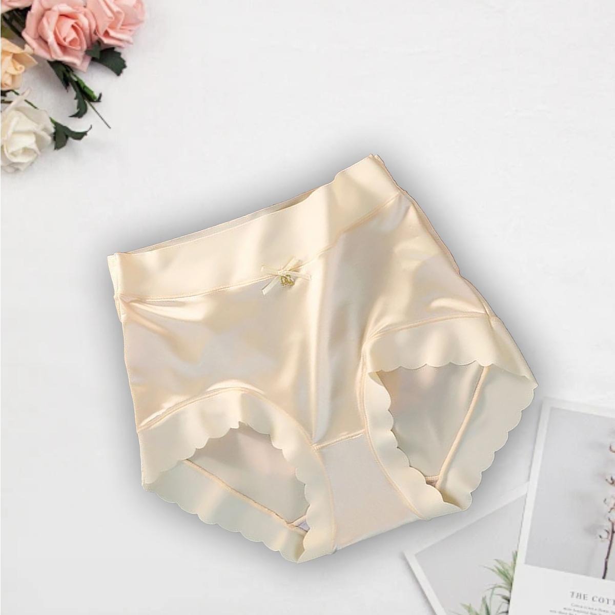 6/12/18 Pack Mid Waist Women's Briefs with Scalloped Edges Breathable Comfortable Soft Briefs High Elastic Hip Lifting Fit Everyday Wear Elegant Stylish Design Women's Ice Silk Compression Minimalist Gamis