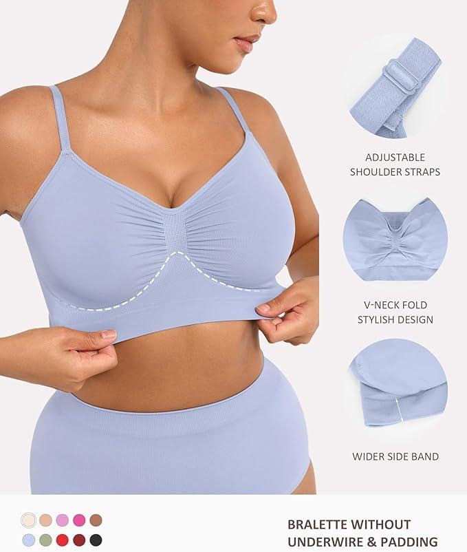 Women's Wireless Bra Comfort Bralettes No Underwire Unlined Cami Bra Seamless Tshirt Bras Sports Bra Bralette Basic Comfortable Fit Womenswear Everyday Up to 44DD