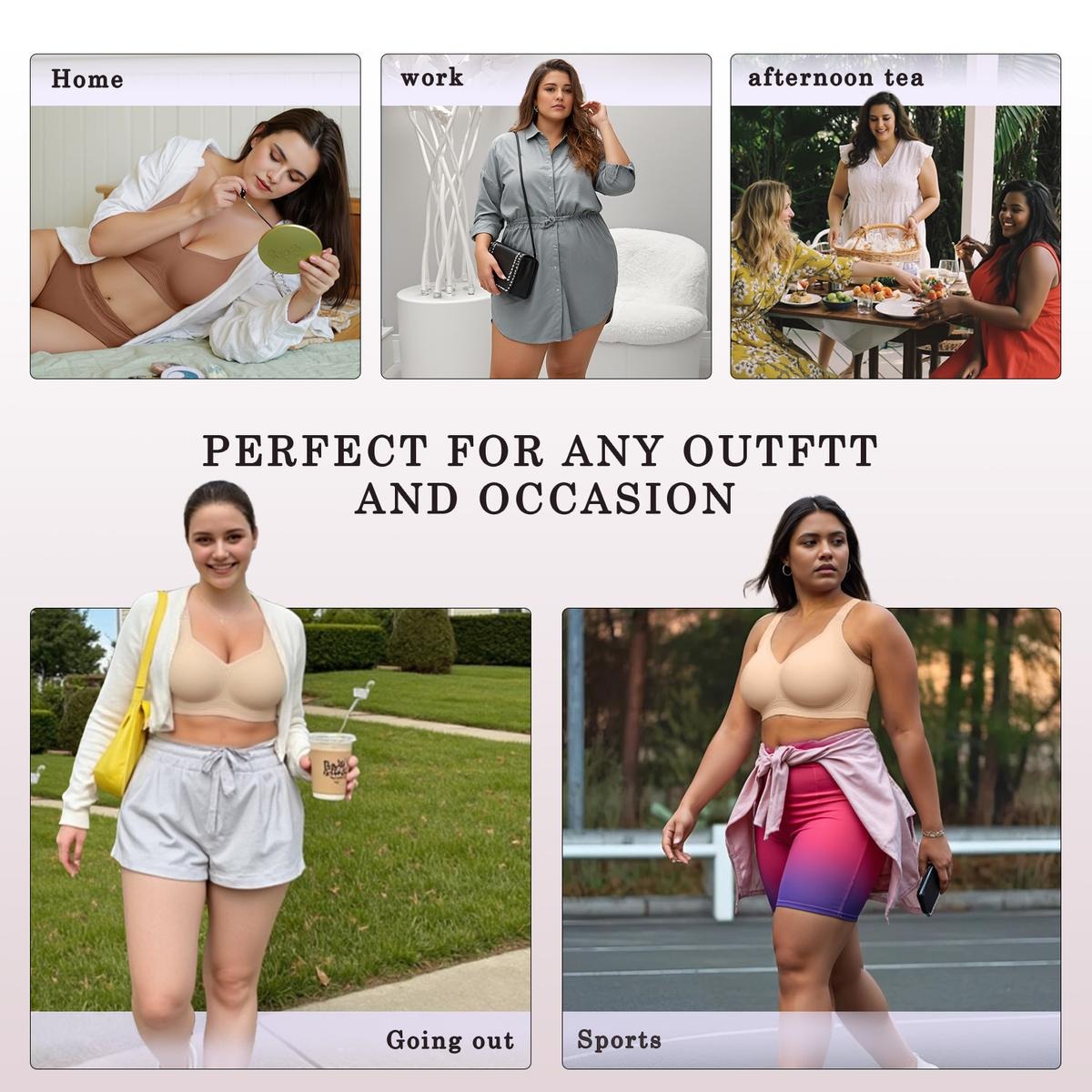 Women Wirefree Bras for Women Full Coverage No Underwire Everyday Bras Comfortable Wireless Padded Jelly Bras