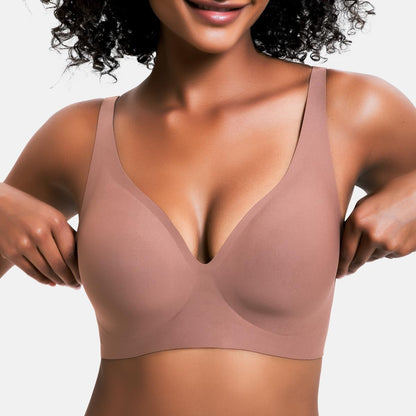 Jelly-feel comfortable seamless wireless bra, women's push-up non-wired bra, seamless T-shirt bra, deep V everyday bra