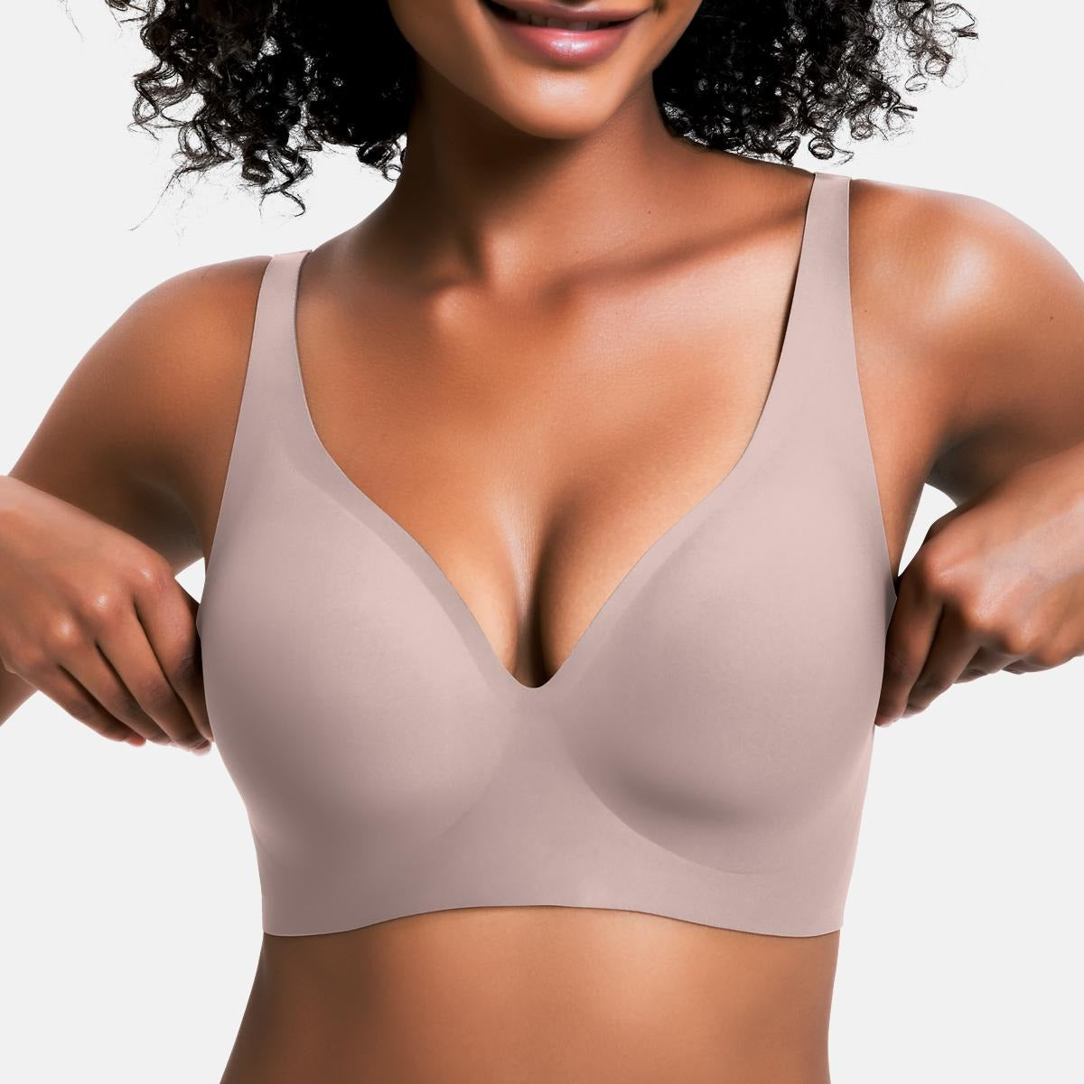 Jelly-feel comfortable seamless wireless bra, women's push-up non-wired bra, seamless T-shirt bra, deep V everyday bra