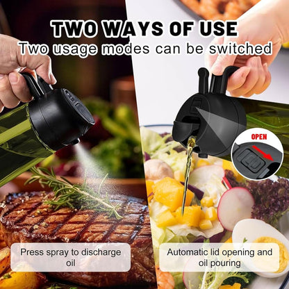 2 Count 2 in 1  Oil Sprayer for Cooking 16oz/470ml Light-Blocking Dark , Olive Oil Dispenser Bottle for Kitchen, Premium Dark Green Glass Oil Bottle, Food-Grade Oil Mister for Air Fryer, BBQ