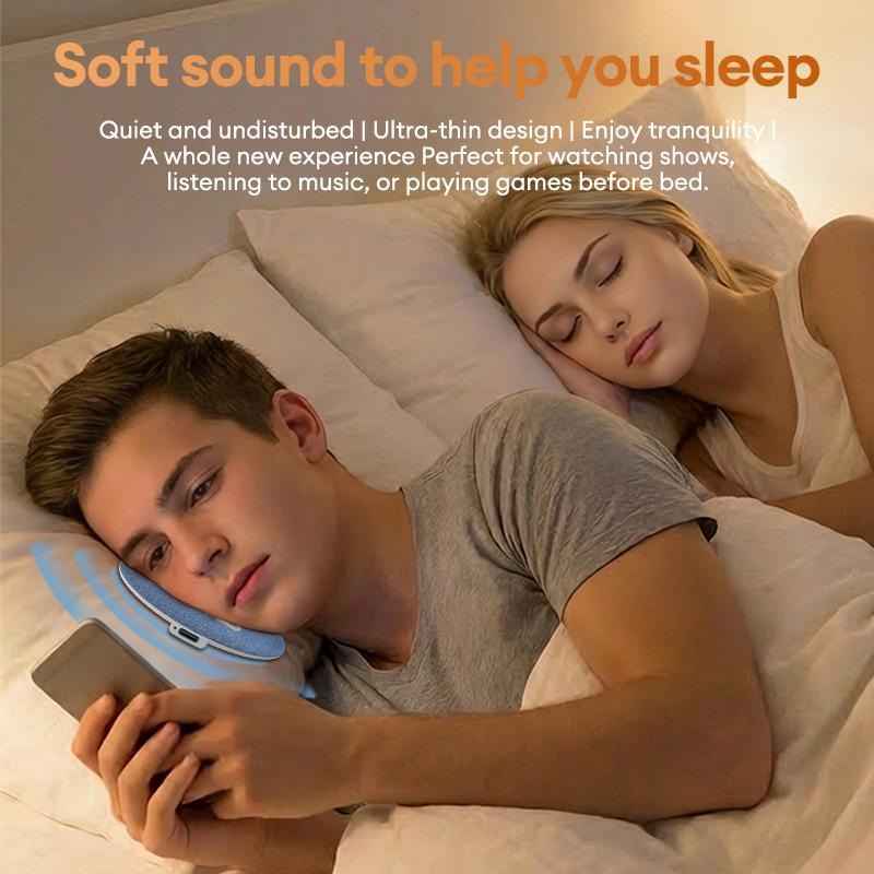 Ultra-Thin Bluetooth Pillow Speaker with Bluetooth 6.0, Soft Immersive Sound Field, Pillow CD Player for Bedtime Music & Audiobooks, Headphone-Free Sleep Speaker, Compatible with Android & iOS