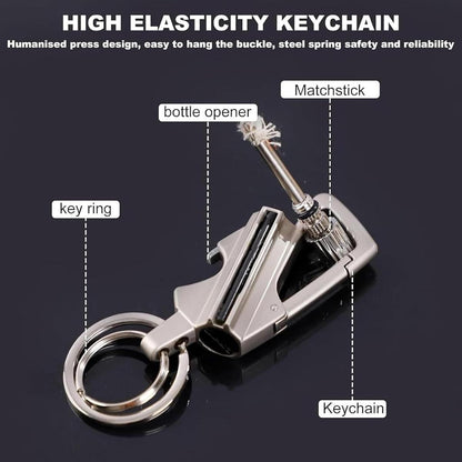 Permanent Match Infinity Lighter, Reusable Waterproof Flint Fire Starter with Keychain and Bottle Opener, Windproof Metal Kerosene Lighter for Outdoor Camping Hiking Survival (Not Include Lighter Fluid)