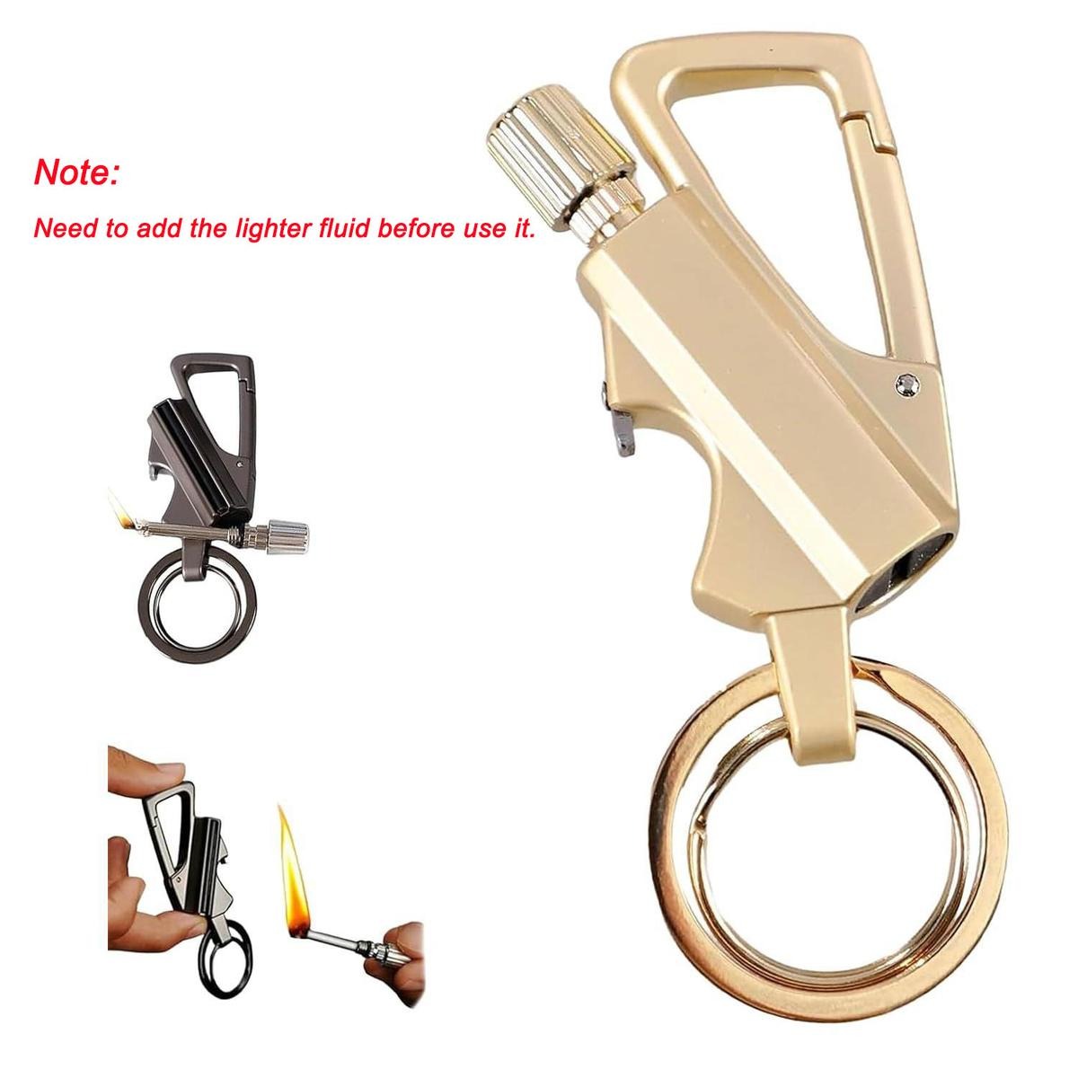 Permanent Match Infinity Lighter, Reusable Waterproof Flint Fire Starter with Keychain and Bottle Opener, Windproof Metal Kerosene Lighter for Outdoor Camping Hiking Survival (Not Include Lighter Fluid)