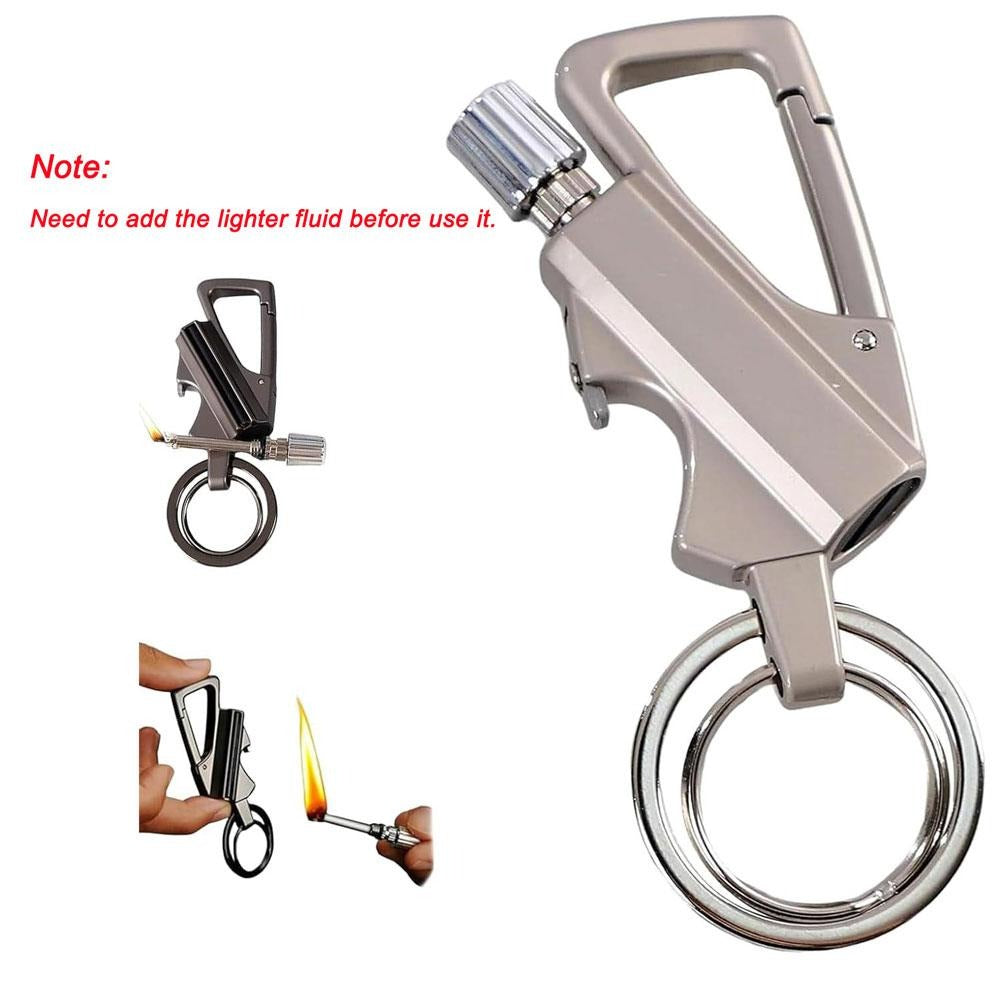 Permanent Match Infinity Lighter, Reusable Waterproof Flint Fire Starter with Keychain and Bottle Opener, Windproof Metal Kerosene Lighter for Outdoor Camping Hiking Survival (Not Include Lighter Fluid)