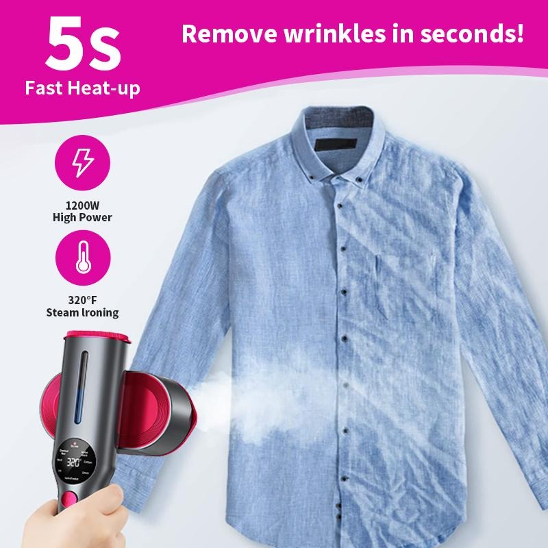Garment Steamer for Clothes, Portable Travel Clothing Steamer Iron, 7 Mode with LED Display, 5s Fast Heating, 90° Swivel Handle, New Year Gift