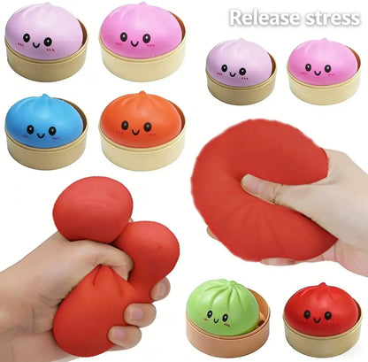 Giant Glitter Dumpling, Giant Dumpling Squishy, Mega Rainbow Dumplings, Cute Anxiety Relief Fidget Toy, with Steamer Box,Soft Squeeze Decompression Dough for Adults