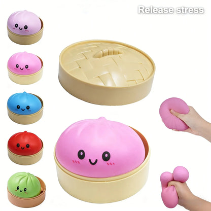 Giant Glitter Dumpling, Giant Dumpling Squishy, Mega Rainbow Dumplings, Cute Anxiety Relief Fidget Toy, with Steamer Box,Soft Squeeze Decompression Dough for Adults